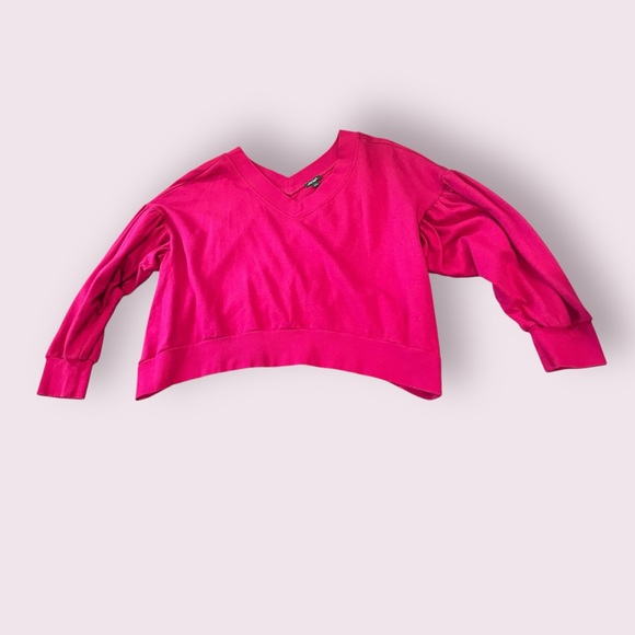 Wild Fable Hot Pink Cropped Sweatshirt Size 2X Plus Size Off the Shoulder crop - Picture 5 of 9